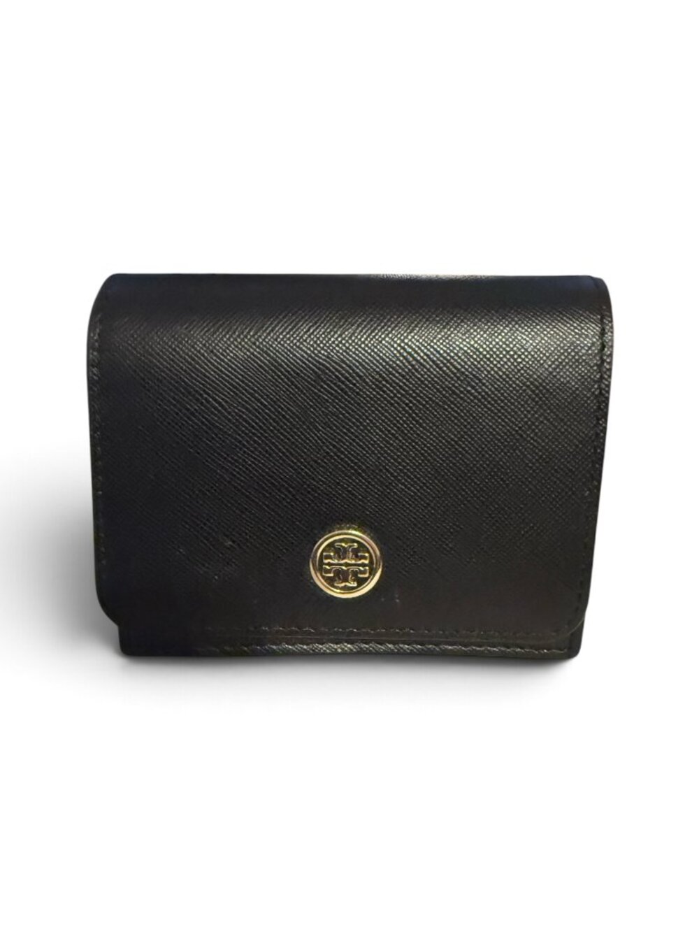 Tory Burch Robinson Black Pebble Leather Cardholder